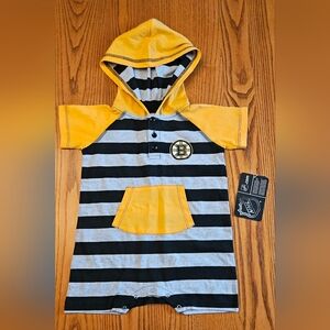 NWT 18 Month Boston Bruins NHL Squirt Squad Hoodie Romper 100% Cotton